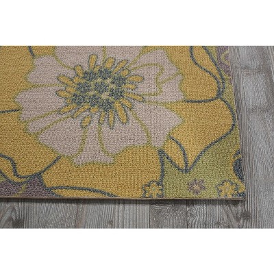 Floral Bliss Green Synthetic 27" Indoor/Outdoor Tufted Rug