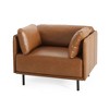 39" Brown Faux Leather Lounge Chair: Mixed Upholstery, Wood & Steel - Ideal for Living, Bedroom, Office - 3 of 4