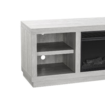 77-inch White Wooden TV Stand with Electric Fireplace