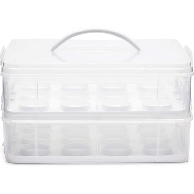 Juvale Clear Plastic 2 Tier Cupcake Carrier Storage Box Holder with Lid for 24 Cakes, 13.5x10.25x7.5 In