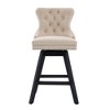 PAGED Bar Stools Set of 2 Modern Swivel Velvet Barstools with Button Tufted Back and Wooden Legs for Bar, Kitchen - 3 of 4