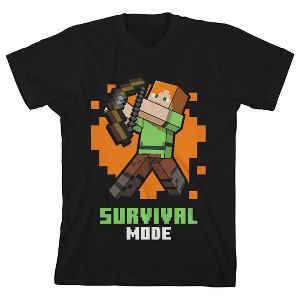 Minecraft Alex Survival Mode Crew Neck Short Sleeve Boys' Black T-shirt - 1 of 3