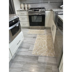 Sussexhome Non Skid Washable Kitchen Runner Rugs Set of 2 - Multipurpose Low Pile Area Rugs for Laundry Room, Entryway, Bathroom - Set of 44 x 24 and 31.5 x 20 Inches Throw Mats - 1 of 4
