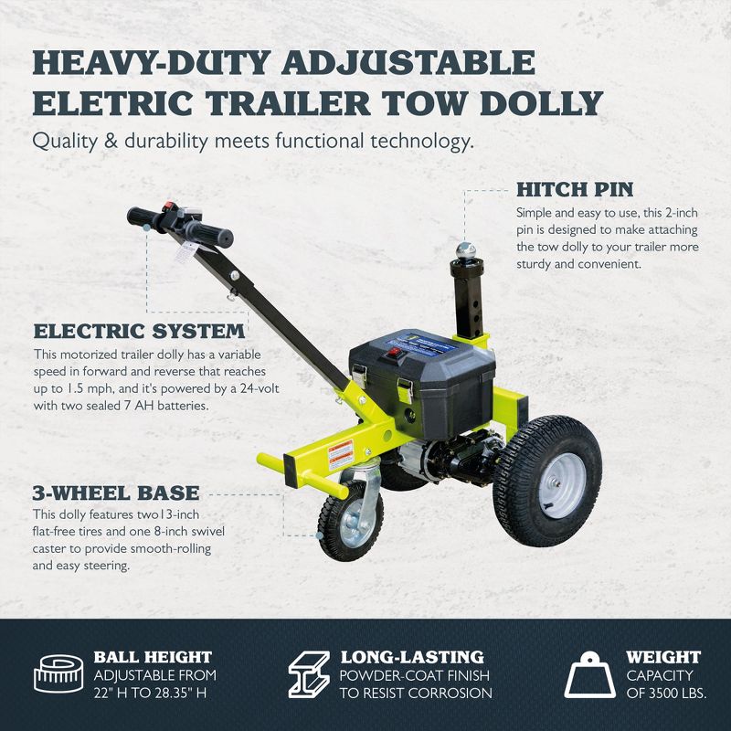Tow Tuff Versatile Adjustable 3500lbs Capacity Variable Ball Height Electric Utility Trailer for Boats - Green (TMD-35ETD8), 2 of 7