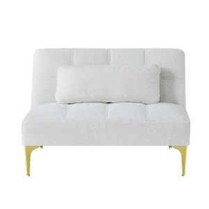 Anybear Convertible Sofa Bed With Gold Metal Legs, Teddy Fabric - 1 of 4