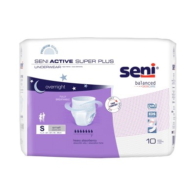 Seni Active Super Plus Disposable Underwear Pull On with Tear Away Seams Small, S-SM10-AP1, Heavy