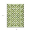 Lime Green Ivory And Beige Floral Medallion Washable Indoor Outdoor Area Rug - 2 of 4