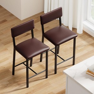 GustoWave Kitchen Barstools with Thick Cushion, 25'' Counter Height Bar Stools with Backrest and Footrest for Dining Room - 1 of 4