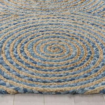 Cape Cod Blue and Natural Flatweave Wool Cotton Runner Rug