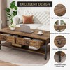 41 inch Coffee Table with 2 Drawers & Open Shelf, Vintage Farmhouse Rectangle Center Table with Storage for Living Room, Easy Assembly & Cleaning - 3 of 4