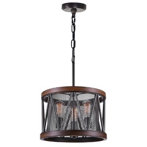 CWI Lighting Parsh 3 Light Drum Shade Chandelier With Pewter Finish - 1 of 4
