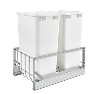 Rev-A-Shelf 5349 Series Double Pull-Out Cabinet Waste Container Trash Can with Soft Close