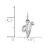 Black Bow Jewelry 14k White Gold, Sadie Collection, Mini Satin Script Initial V Charm - 3 of 4
