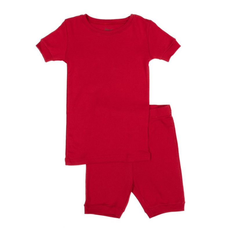 Leveret Kids Two Piece Cotton Solid Short Pajamas, 1 of 4
