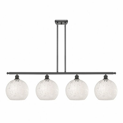 White Mouchette - 4 Light Stem Hung Island In Modern Style-12.25 Inches Tall and 48.25 Inches Wide