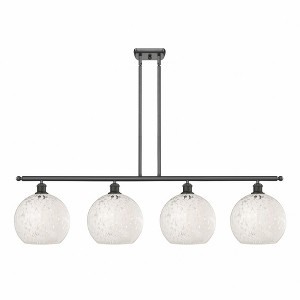 White Mouchette - 4 Light Stem Hung Island In Modern Style-12.25 Inches Tall and 48.25 Inches Wide - 1 of 1