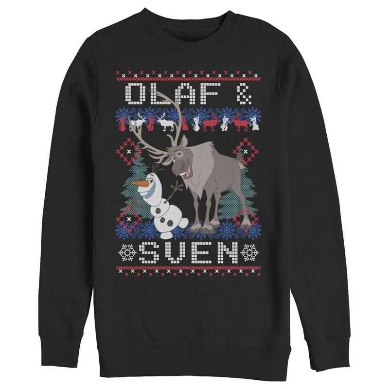 Men's Frozen Ugly Christmas Olaf Sven Sweatshirt, 1 of 4