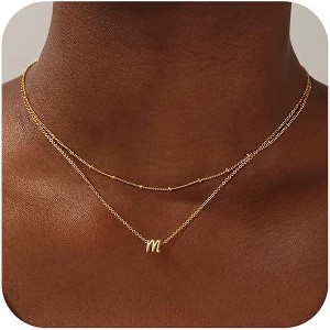 Layered Initial Necklace – Dainty Gold/Silver Stackable Letter Jewelry for Women & Teens - 1 of 4
