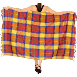 LA LEELA Women's Summer Bikini Wrap Sarong Cover up Skirt Bathing suit Swimwear Swimsuit Beach Wraps Coverup for Women One Size Multicolored, Plaid - 1 of 4