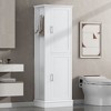 TiramisuBest Tall Bathroom Storage Cabinet, Freestanding Storage Cabinet with Hook and Adjustable Shelf, MDF Board, White - 3 of 4