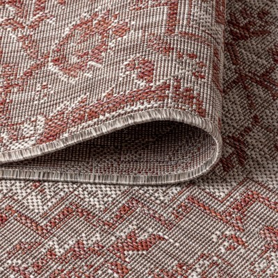 Bohemian Star Medallion 5'x8' Red/Taupe Synthetic Indoor/Outdoor Rug