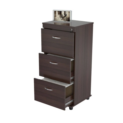 3 Drawer Locking File Cabinet Espresso Inval Target