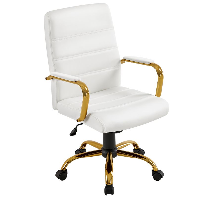 Yaheetech Adjustable Mid-Back Office Chair Executive Chair White, 1 of 9