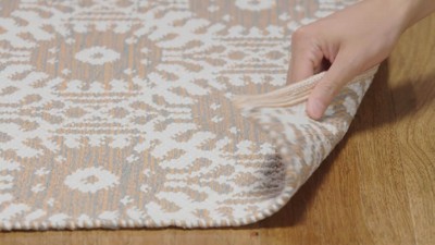 Beige Cotton-Synthetic Blend 59" Reversible Flat Woven Rug