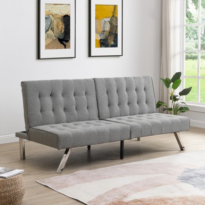 FURNIinspire Wood Frame, Stainless Leg, Futon, Sofa Bed, Grey, 68.1"*32.9"32.3"