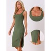 Allegra K Women's Scoop Neck Sleeveless Knit Slit Bodycon Midi Ribbed Dress - 2 of 4