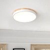 Modern LED Ceiling Light, Round Flush Mount with Wood Accent, White Trimfor Bedroom, Kitchen - 3 of 4
