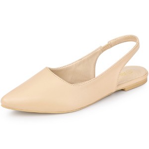 Allegra K Women's Faux Leather Pointed Toe Slip-On Slingback Flat Pumps - 1 of 4
