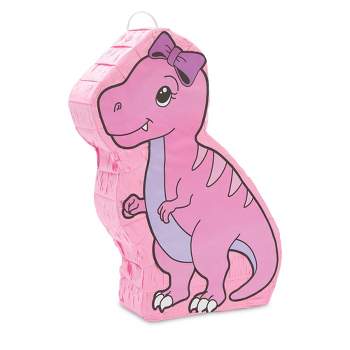 Blue Panda Pink Dinosaur Pinata for Girls T-Rex Themed Dino Birthday Party Decorations, 16.5 x 13.0 x 3.0 in