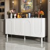 Famapy Stylish Storage Cabinet with Artistic Arch Doors,Adjustable Shelves,4-Doors Storage Cupboard,Display Bookcase,for Living Room/Bedroom - 2 of 4