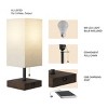 Small Table Lamp Set with Wood Base – Set of 2 Modern Rectangle Lights with LED Bulb IncludeDecor Living Room, Bedroom, or Home Office by Lavish Home - 3 of 4