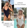AI'MAGE Women's High Cut One Piece Swimsuit Ruched Tummy Control Swimsuits Ribbed Tie Side Bathing Suits - 3 of 3