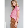I AM A FASHION JUNKY Pink Patch Pocket Ribbed Knit Short Sleeve Sweater - 3 of 4