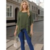 INSPIRE CHIC Women's High Low Hem Scoop Neck Asymmetrical 3/4 Sleeve Summer Top - 2 of 4