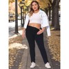 Women's Plus Size Cropped Long Sleeve Trendy Fashion Denim Jean Jackets - Agnes Orinda - 3 of 4