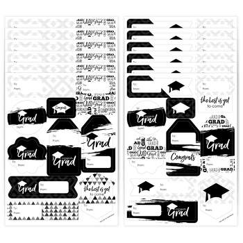 Big Dot of Happiness Black & White Grad Best is Yet to Come Assorted Graduation Party Gift Tag Labels To & From Stickers 12 Sheets 120 Stickers