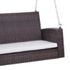 Sapphtopaz Porch Swing Sets for Backyard Wicker Hanging Swing 2-Seat Swing Chair with Cushions and Hanging Chains for Garden, Backyard, Terrace - 4 of 4