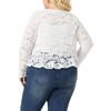 Agnes Orinda Women's Plus Size Long Sleeve Tie Front Sheer Lace Crop Cardigan - 4 of 4