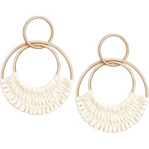 Hoop Earrings for Women Fun Boho Summer Beach Earrings Lightweight Handmade Straw Wicker Rattan Dangle Earrings Statement Geometric Round Drop - 1 of 4