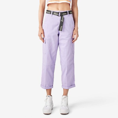 Dickies Women's Relaxed Fit Cropped Cargo Pants, Purple Rose (UR2)