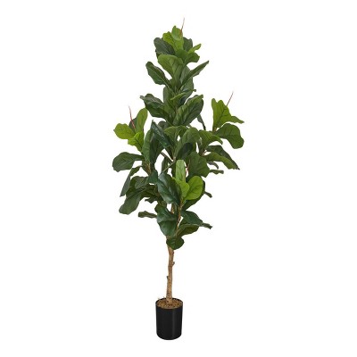 GlasFlength Artificial Plants Artificial Rubber Tree Artificial Fiddle Tree Faux Plants for Indoor Home Decor, Green, 27.5"*19.75"*47.25"