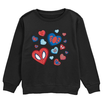 Boy's Marvel: Spider-Man Spider-Man Candy Hearts  Sweatshirt - Black - X Large