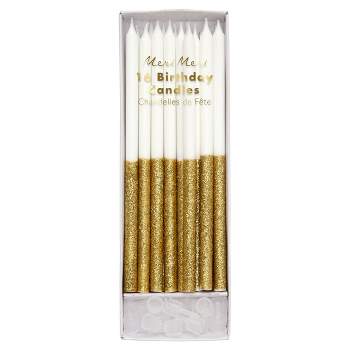 Meri Meri Gold Glitter Dipped Candles (Pack of 16)