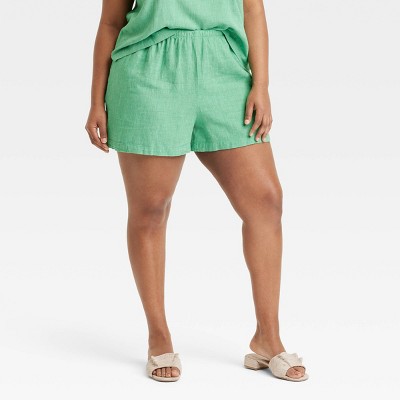 Women's Mid-Rise Linen Pull-On Shorts - A New Day™