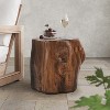 Christopher Knight Home Eamon Rustic Round Lightweight Concrete Patio Side Table with Tree-Stump Design - 2 of 4