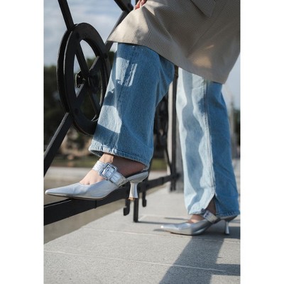 Bismi Large Buckle Kitten Heel Mules